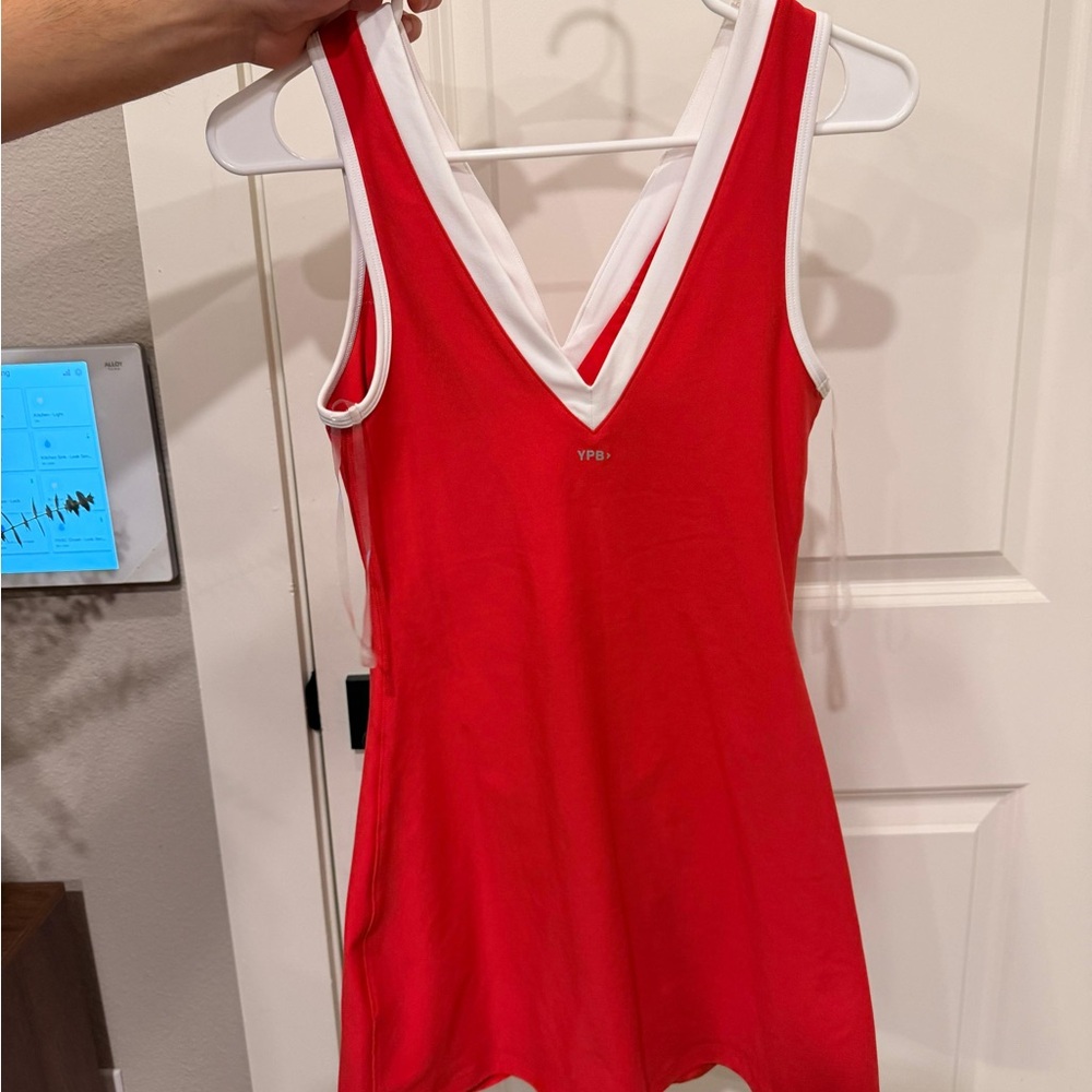 Vibrant Red V-Neck Tank Dress